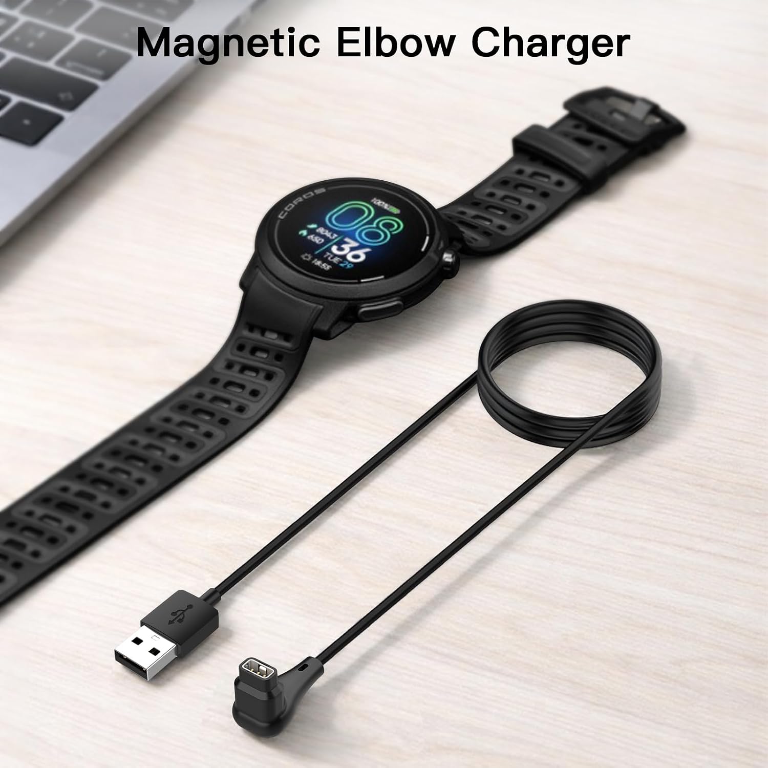 Hahace 2 Pack Right-Angle Charging Cable Compatible with COROS PACE 4/Nomad/PACE Pro/APEX 4 (46mm/42mm) smart Watch, a Replacement Type-C Charging Cable for smart Watch, (3.3FT/1m) (Type-A) image 2