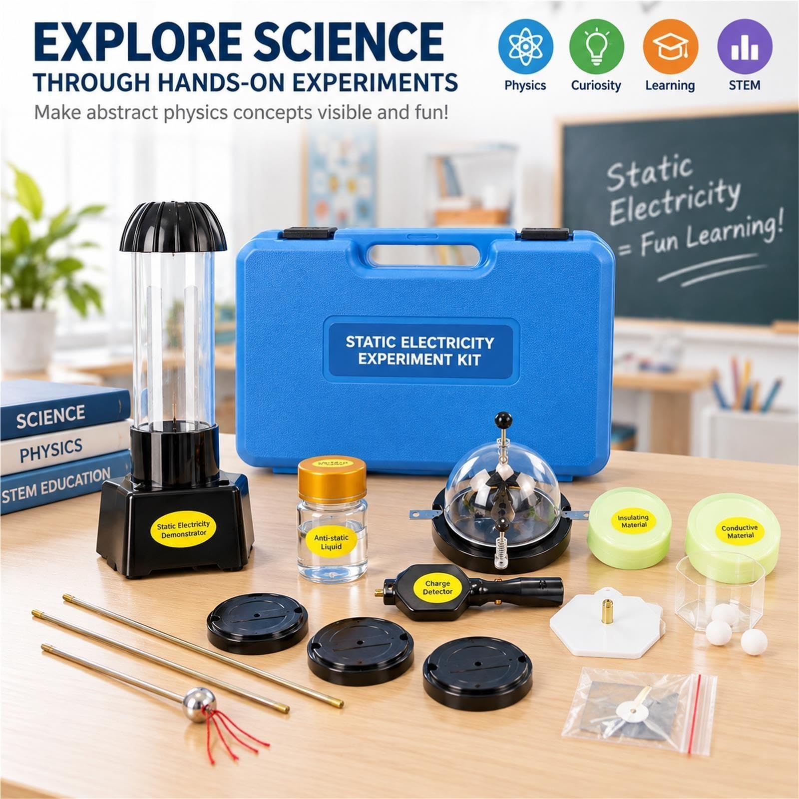 Conjunto de laboratorio electrostático educativo for la enseñanza de física