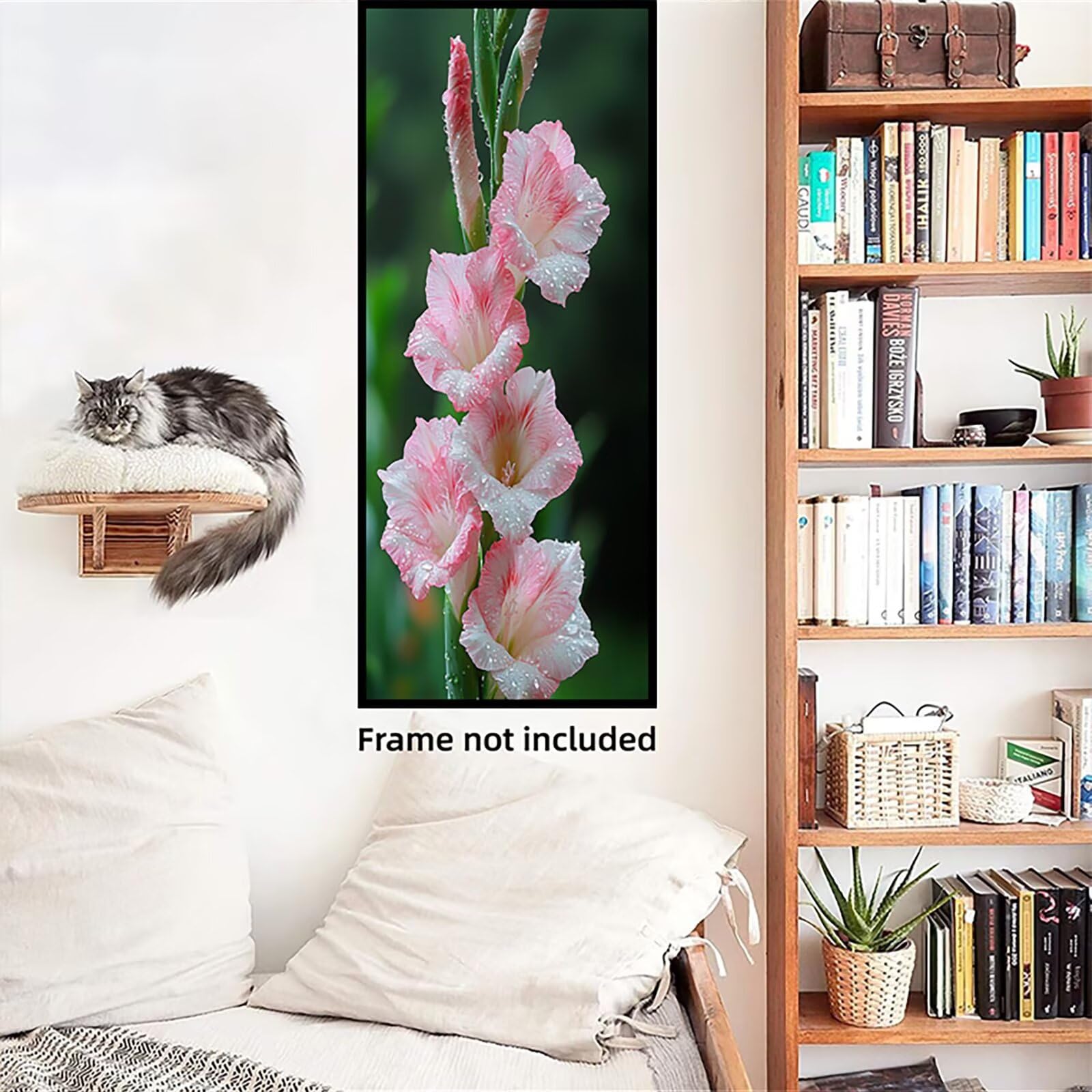 Malen Nach Zahlen 50x150cm Leinwand Rosa Malen Nach Zahlen Erwachsene mit Ohne Rahmen, DIY Kreativ Set für Erwachsene mit Pinseln und Acrylfarbe, Zimmer Deko Blumen Landschaft Geschenk, P0M-818