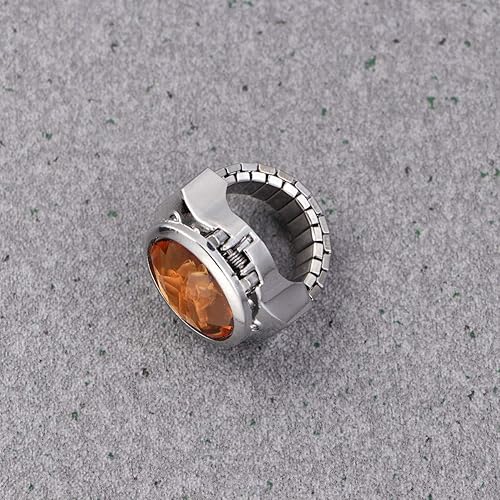 Vista 5 de ULTECHNOVO Reloj de dedo para hombre y mujer, con forma de reloj ovalado, anillo de cuarzo exquisito