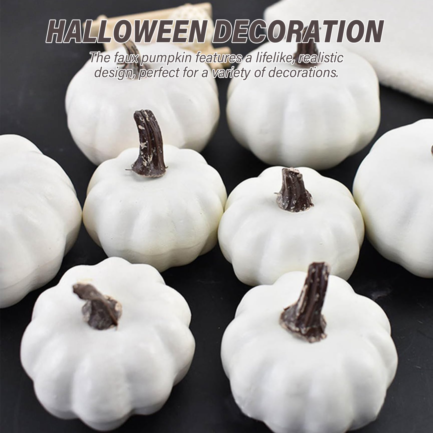 Zucche bianche 12 pezzi, decorazioni realistiche di Halloween