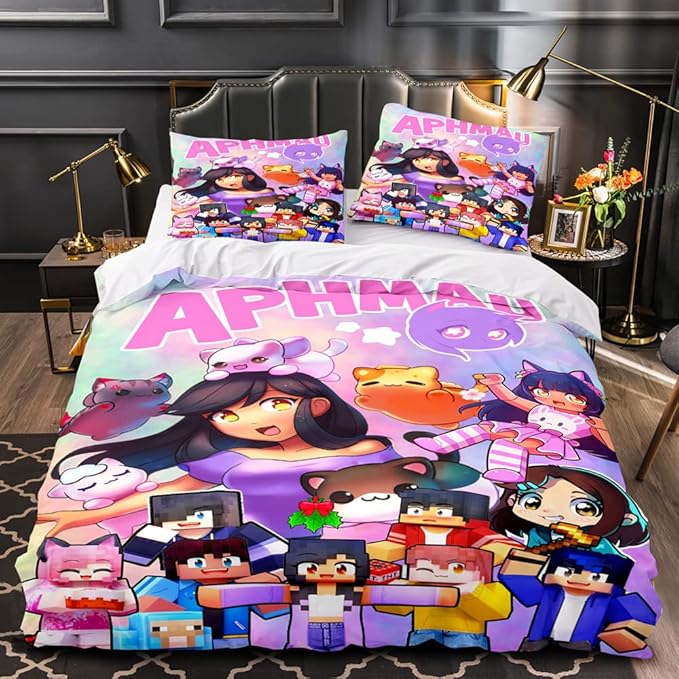 PTNQAZ Hot APHMAU Bedding Sets Single Double King Size Game Bed Set Children's Kids Bedroom