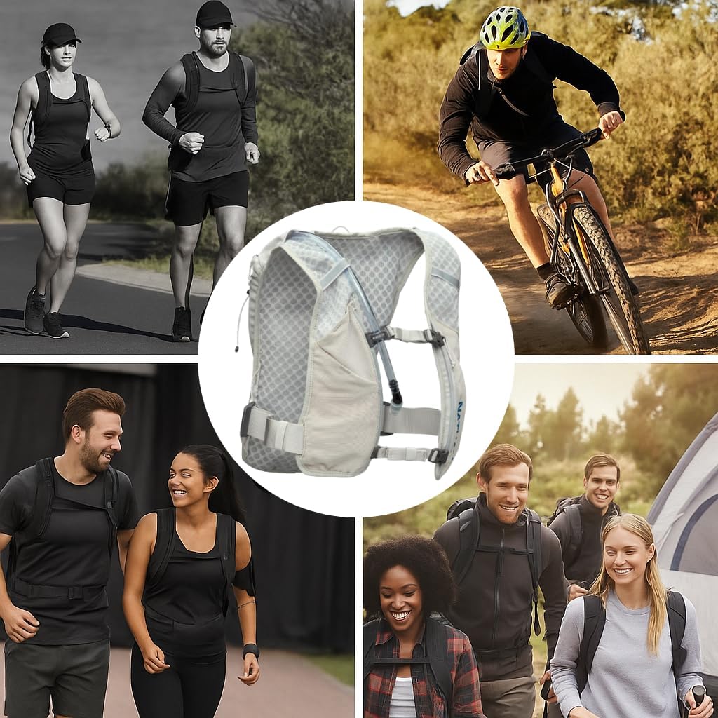Nathan QuickStart Hydration Pack Vest with Bladder or flasks, Storage Pockets, Breathable Moisture-Wicking Fabric, Adjustable Straps for Running, Hiking, Walking, Marathons, Obstacle Races