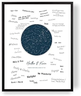[SF Customizables] Custom Night Sky Map Guest Book Alternative Poster Print, Star Map Poster, Bridal Shower Wedding Gift, Unique Celestial Constellation Book [Framed Poster]