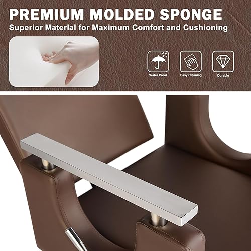 Miniatura 7 de Silla de peluquería silla de peluquería hidráulica reclinable, silla giratoria de peluquería giratoria de 360 grados para peluquería equipo de
