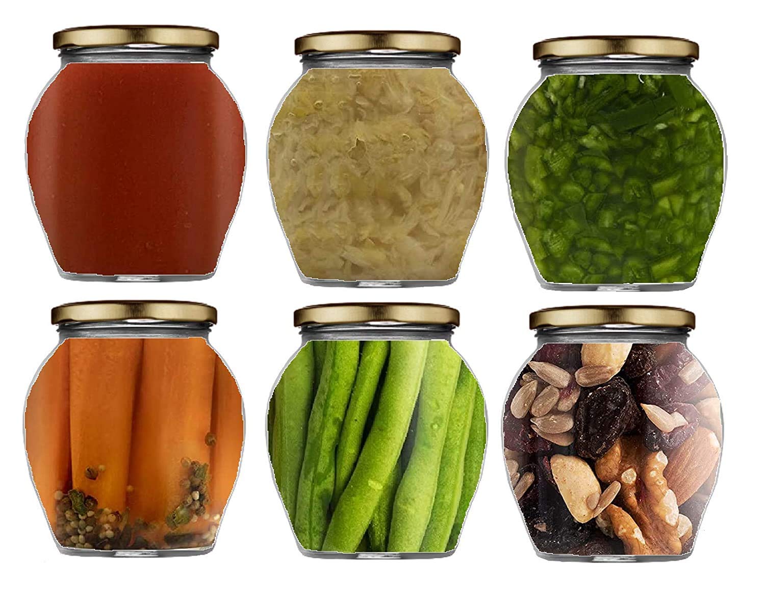 Ash & Roh® - Clear Glass Jar And Container With Air Tight Lid Storage of Spices and Dry Fruit (500 ML MATKA, 6)