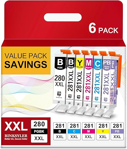 Miniatura 9 de BINKSYLER 281XXL - Cartucho de tinta negro de repuesto para Canon CLI-281XXL 281 XXL, compatible con PIXMA TR7520 TR8520 TS6120 TS6220 TS6320 TS8120