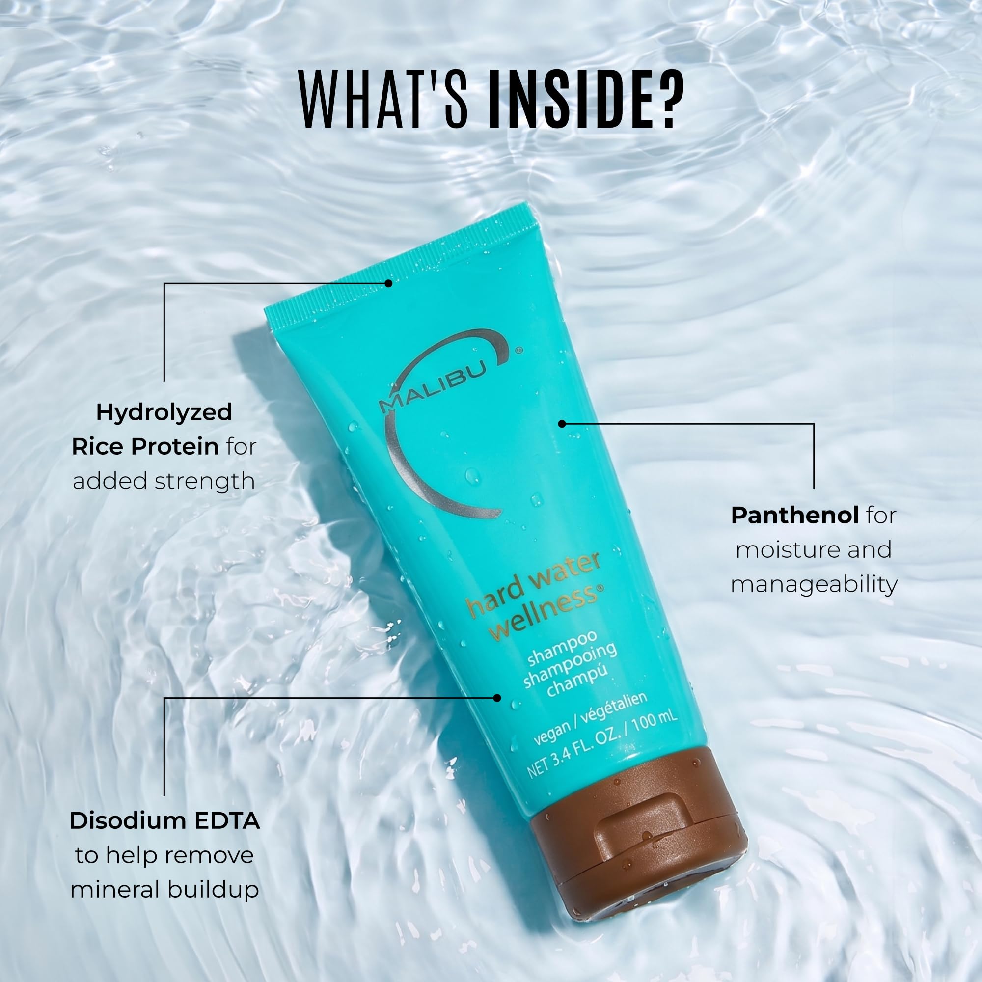 Malibu C Hard Water Hair Clarifying Shampoo - Travel Size Sulfate Free Chelating Formula for Build Up & Scalp Detox - Removes Minerals Prevents Discoloration Restores Shine - Vegan Hair Care  product thumbnail 6