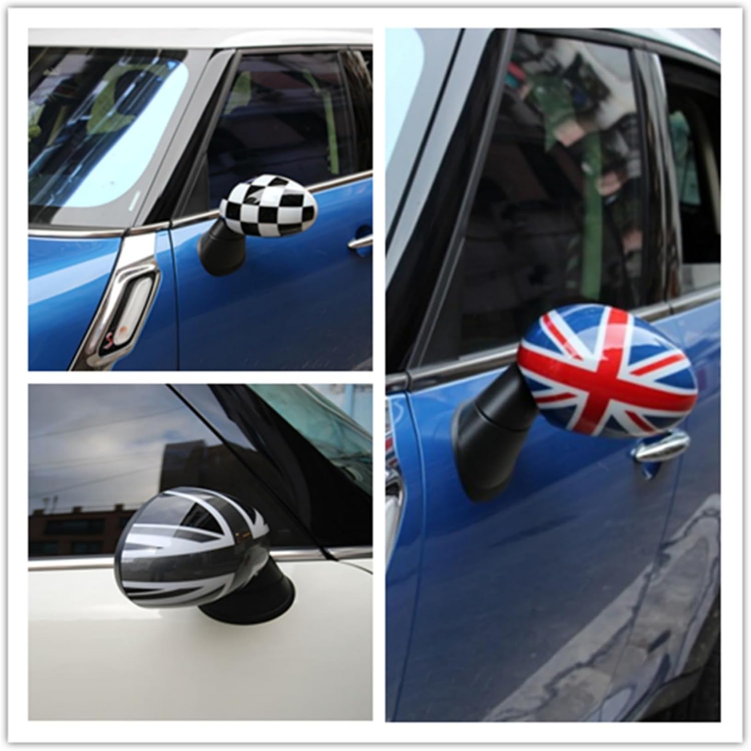 Rearview Side Mirror Cover Case Decoration Accessories for Mini Cooper F54 Clubman F55 Hardtop F56 Hatchback F57 Convertible F60 Countryman 2014-2019 (UK Flag R, with Light Under Mirror)