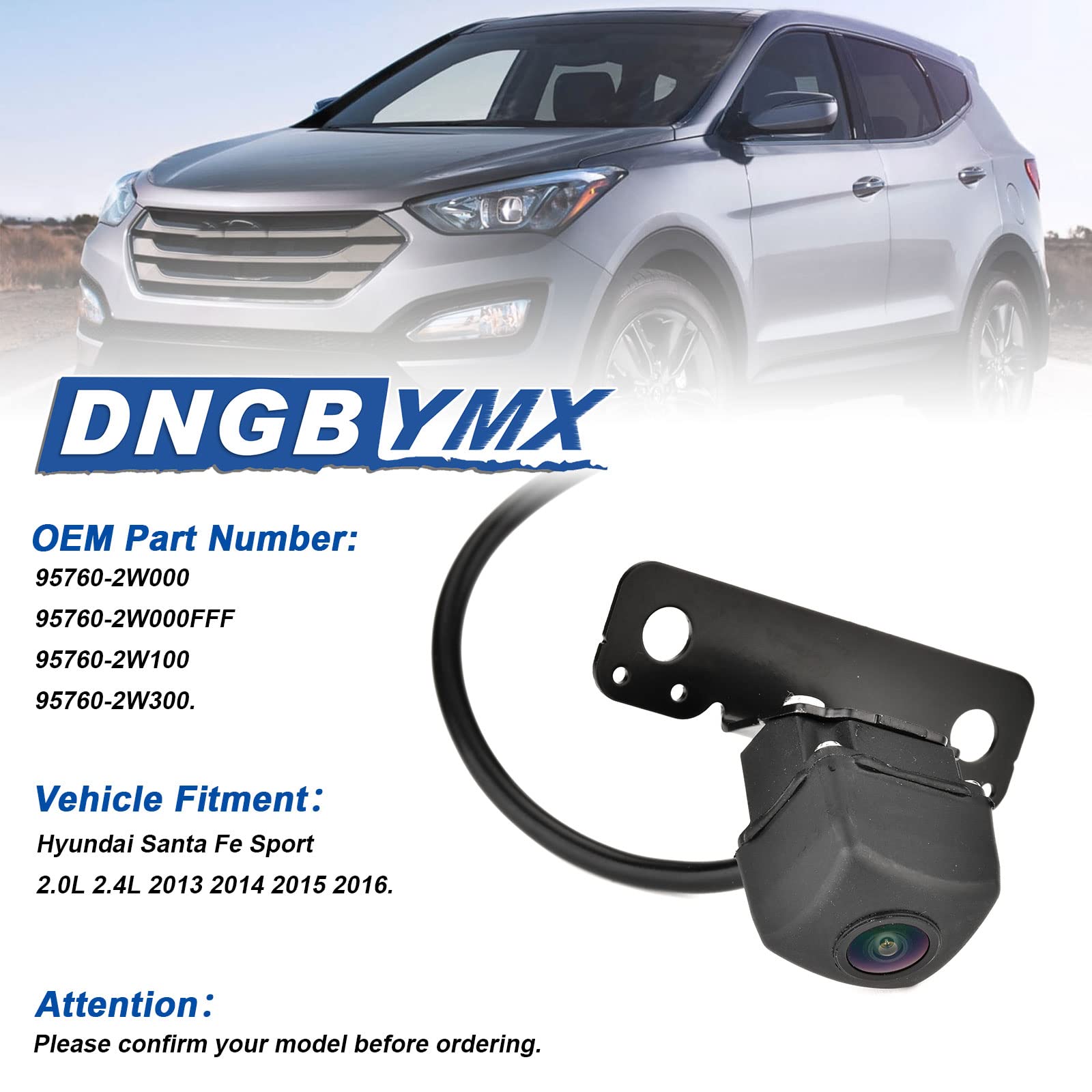 Backup Camera Rear View Camera Compatible with 2013 2014 2015 2016 Hyundai Santa Fe Sport 2.0L 2.4L Replaces # 95760-2W000 95760-2W000-FFF 95760-2W300