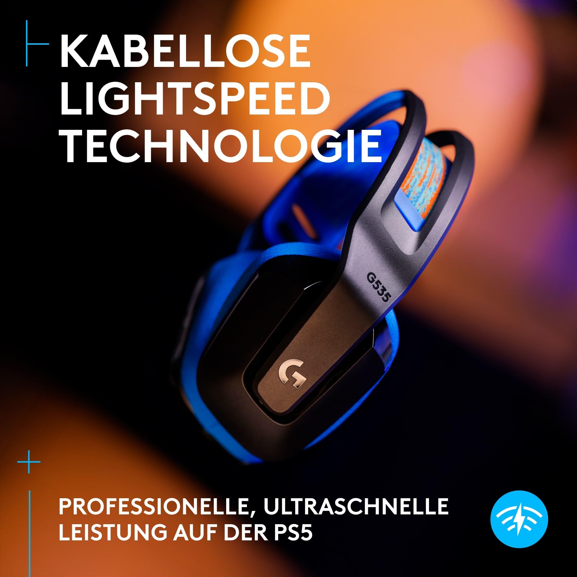 Logitech G G535 Lightspeed Wireless Gaming Headset On-Ear-Kopfhörer 33h Akku PS5 PS4 PC USB-C Schwarz Blau