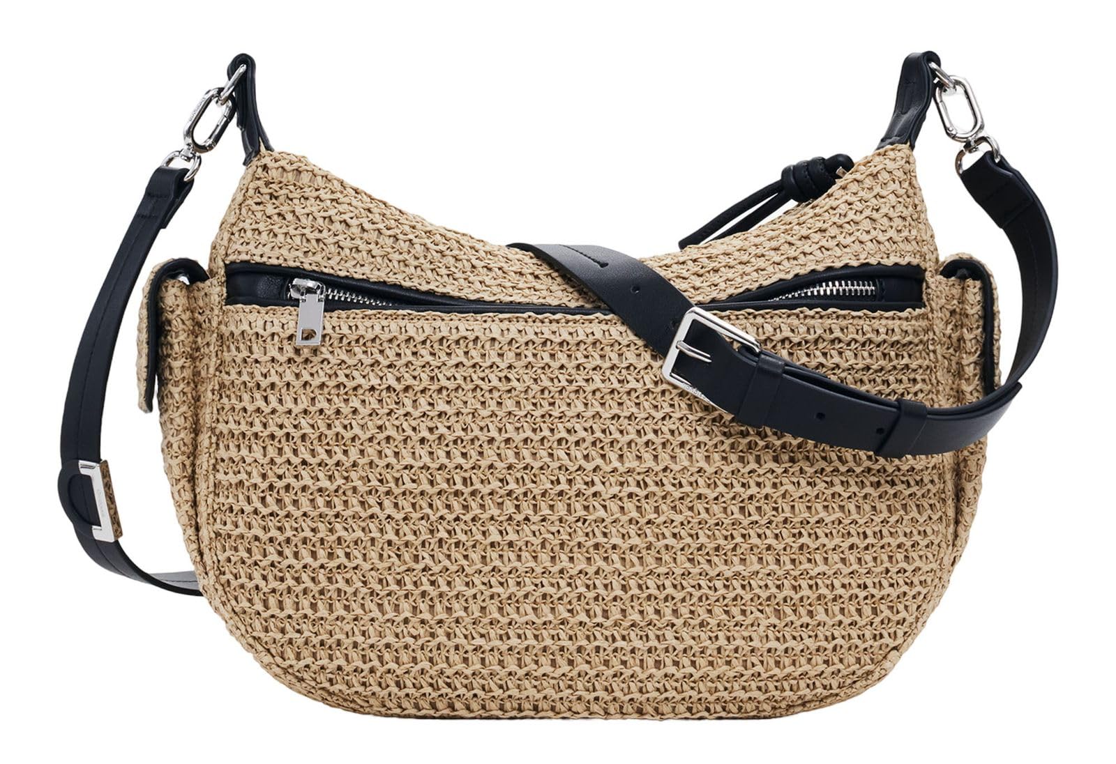 Desigual Damska 25SAXO17 Bag_Half Raffia AS logo, biała