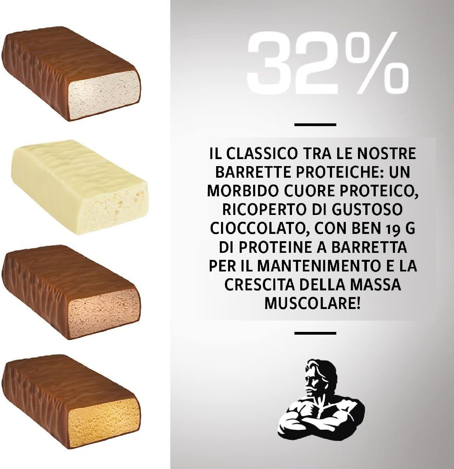 WEIDER 32% High Protein Bar, Baretta Proteica al gusto di Banana al Cioccolato Bianco, 12 x 60 g