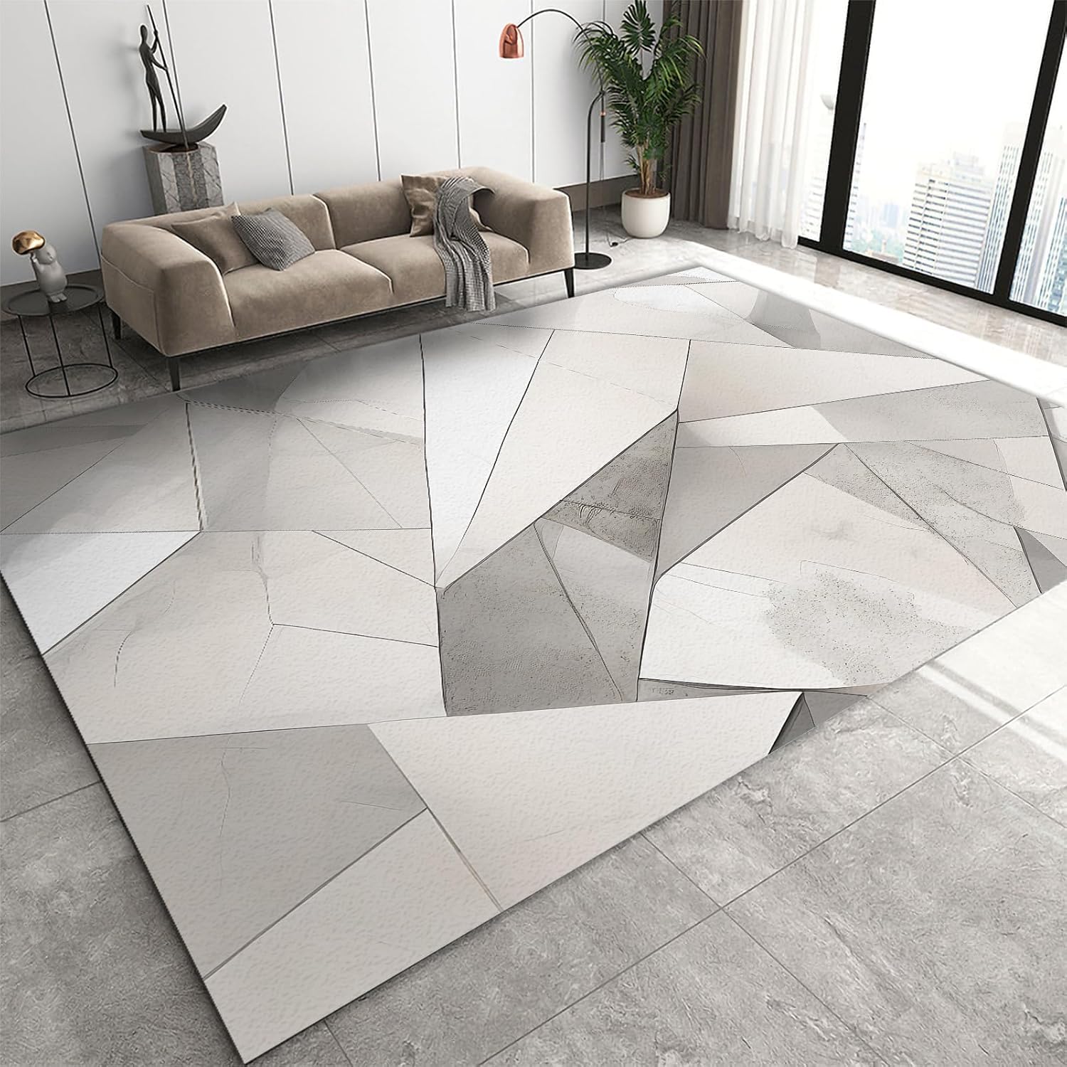 Area Rug, 3D Printed Abstract Geometric Texture With Stripes Anti-Skid Carpet Used For Bedroom, Living Room, Children'S Room, Home Decoration Carpet - Easy To Clean 100 X 120 Cm / 31.5 X 47. -3.7086