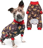 Vista 15 de Tooth & Honey Pit Bull - Pijama para perro con estampado de vaca, luna y estrella, con cobertura completa, pijama ligera para perros grandes