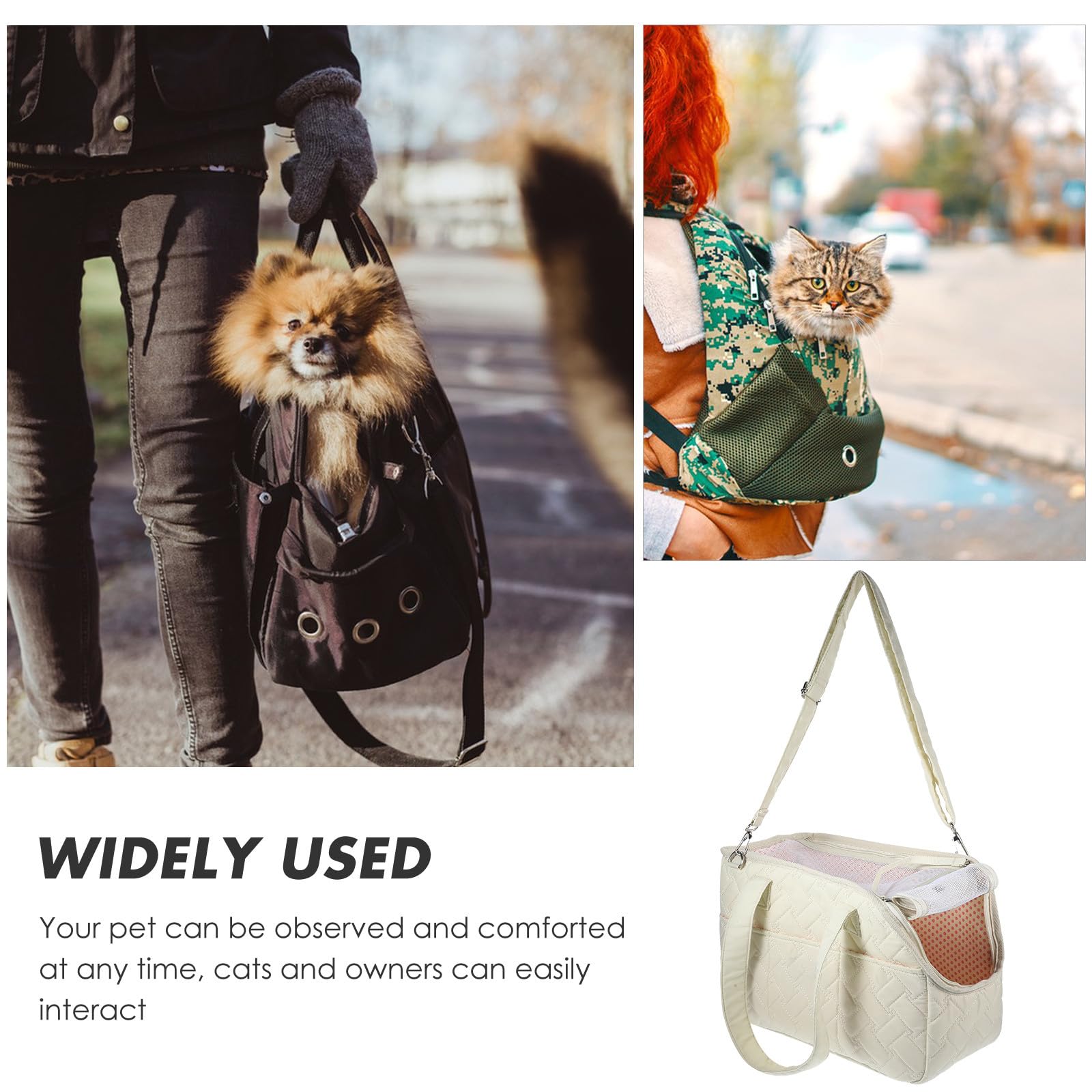 Generic Borsa per Trasporto Animali in Tela Beige, Comoda da Portare, per Gatti e Cuccioli Durante Escursioni e Passeggiate All'aperto