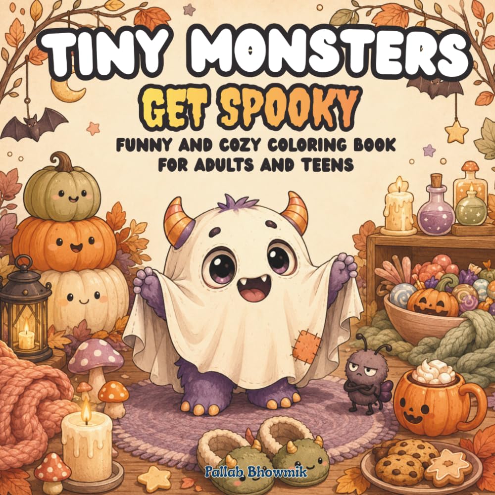 Tiny Monsters Get Spooky: Funny and Cozy Coloring Book for Adults and Teens (Tiny Monsters Coloring Books)