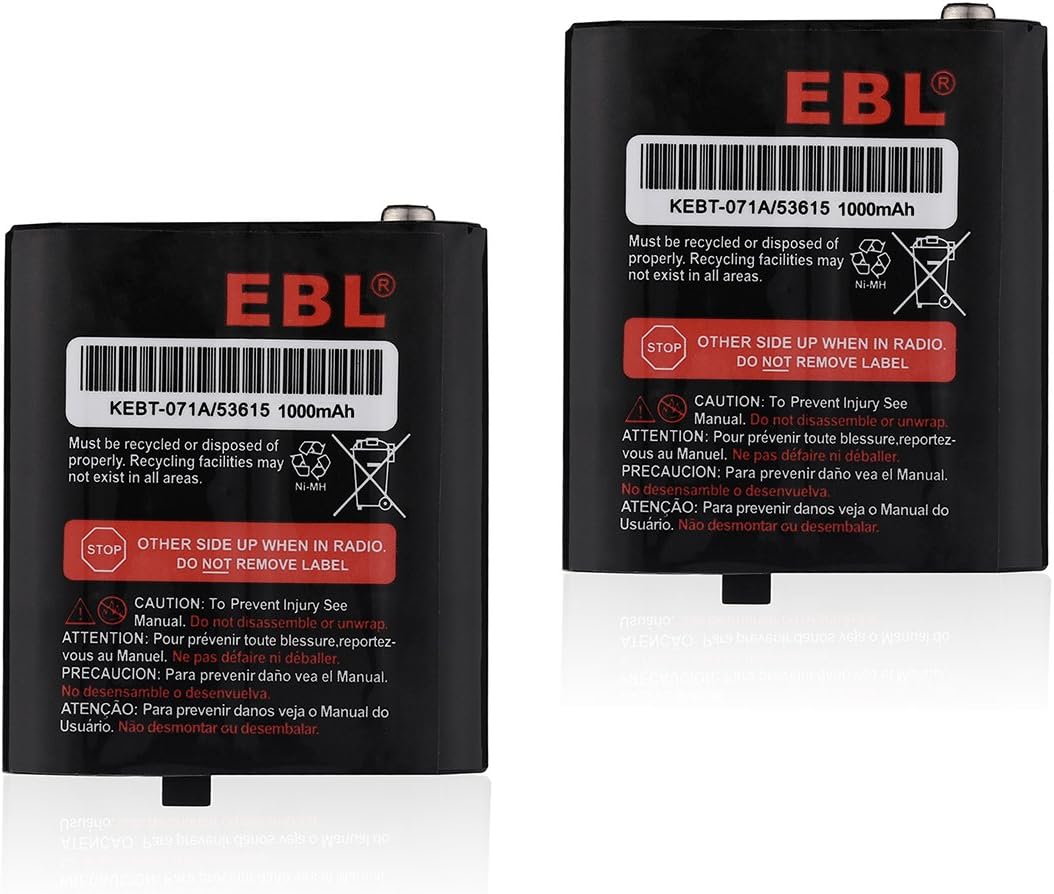EBL 2 Packs 3.6V 1000mAh Two-Way Radio Rechargeable Batteries for 53615 KEBT-071A KEBT-071-B KEBT-071-C KEBT-071-D