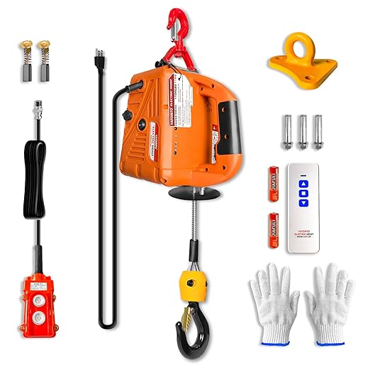 3 in 1 Electric Hoist Winch, 1100lbs Portable Electric Power Winch with Wire and Wireless Remote Control, 120V Electric Hoist Crane, Overload Protection 25ft Lifting Height for Towing