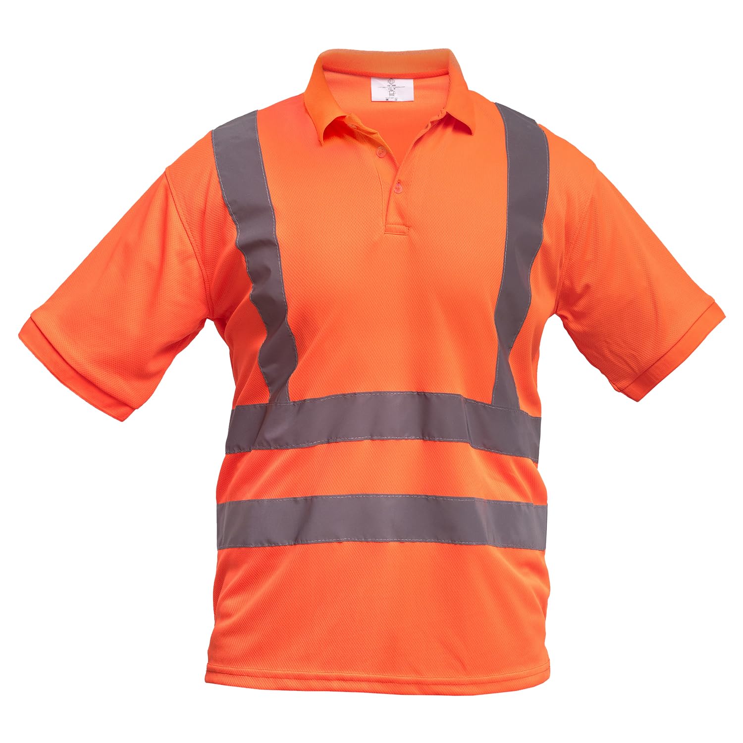 SMNS Hi Viz High Visibilty Polo Shirts Short Sleeve Workwear Security Safety Reflective Tape Shirts Work Utility & Safety Tops Yellow Orange Navy Small to 3XL (Large, Orange)