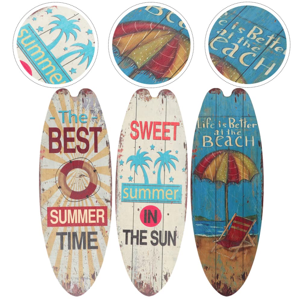 Kisangel 3 Segni di Tavola Surf in Legno Appendere alla Parete per Tavola Surf Appendere alla Parete per Decorazioni Estive per Feste in Casa