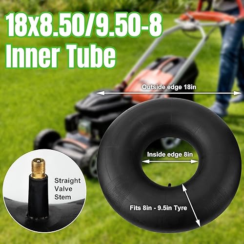 Miniatura 3 de Tubos interiores de repuesto para neumáticos de 18 x 8.50-8, 18 x 9.50-8, paquete de 2 tubos interiores resistentes con vástago de válvula recto