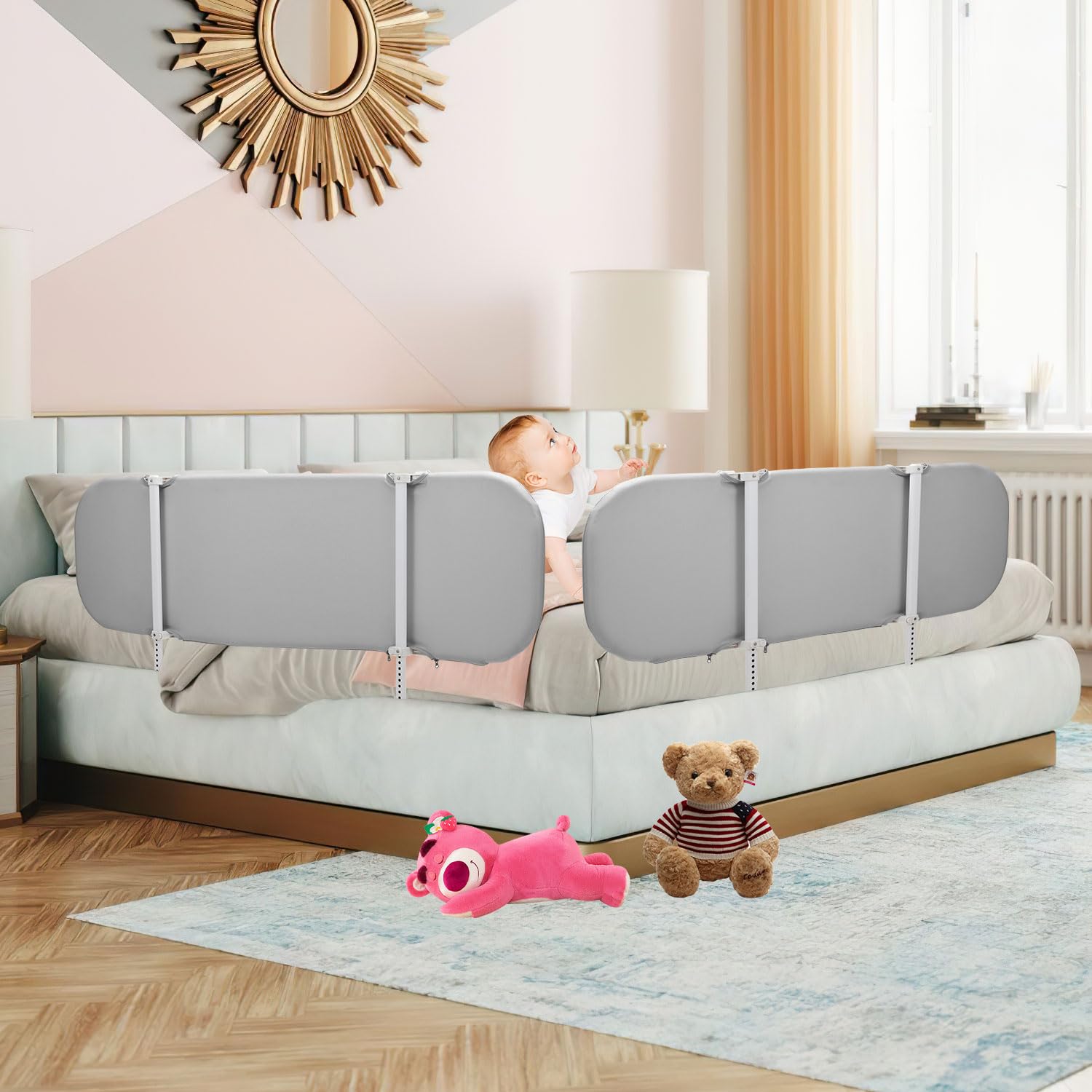 Griglia Per Letto Pieghevole 120 Cm - Protezione Anticaduta Per Bambini, Altezza Regolabile - Foto 11