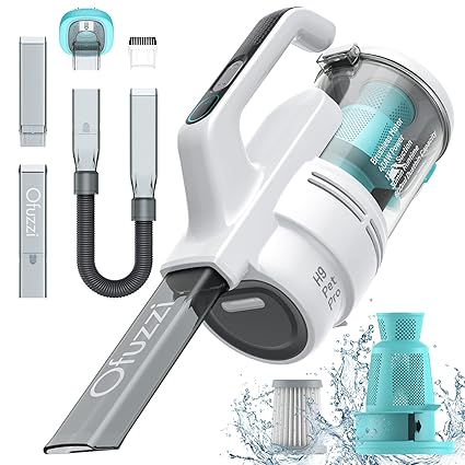 Ofuzzi Handheld Vacuum Cleaner, 40AW/13 kPa Strong Suction Power & 600ml Dusttank Cordless, LED- Display, Up to 30 Mins Runtime, Easy Clean with 5 Attachments for Pet, Car, Home-H9 Pet Pro