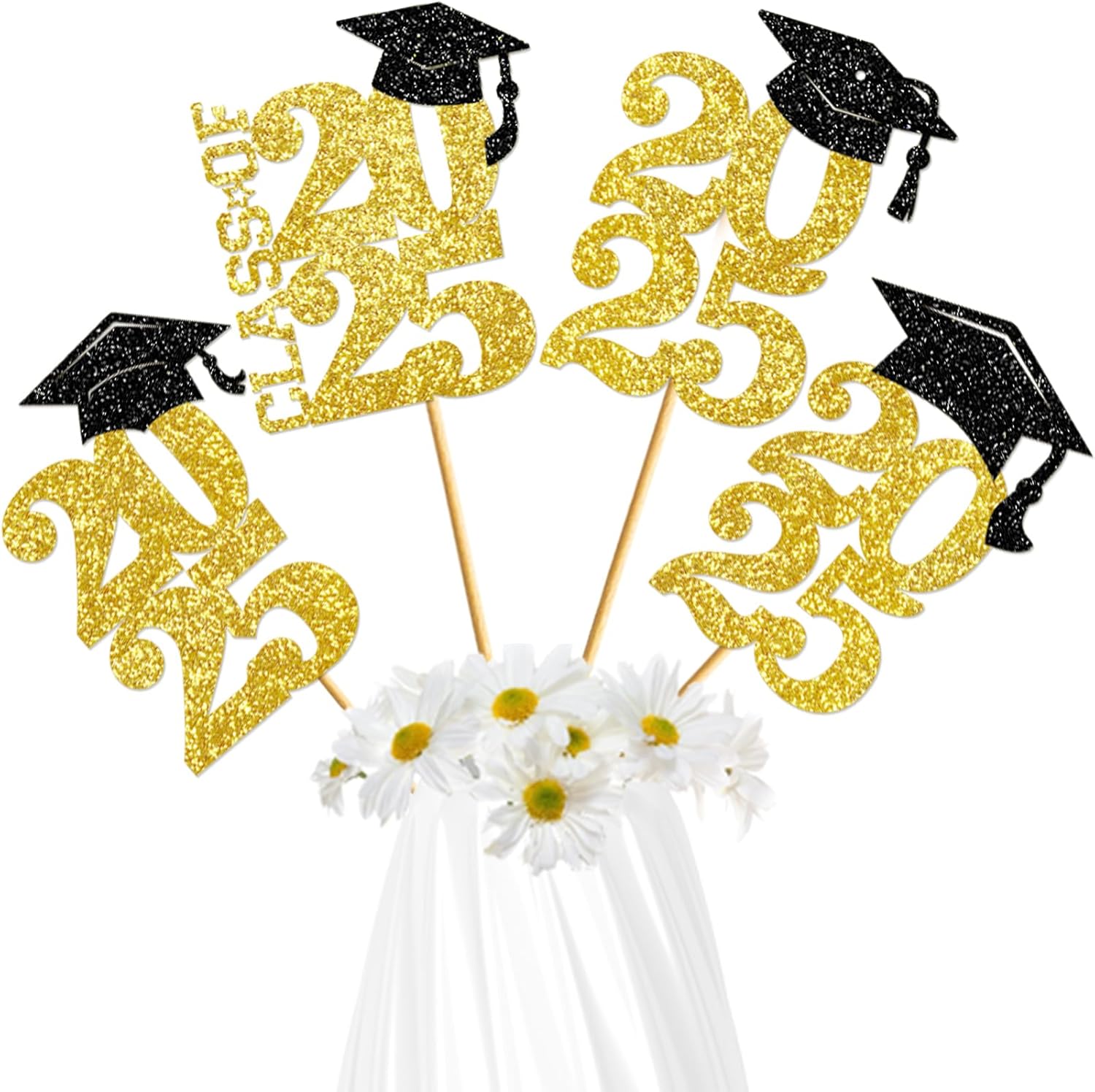 Grad Lightb Centerpieces 27Pcs Graduation Centerpieces for Tables 2025 Graduation Centerpiece Sticks Class of 2025 Centerpiece Sticks for Graduation (black gold)