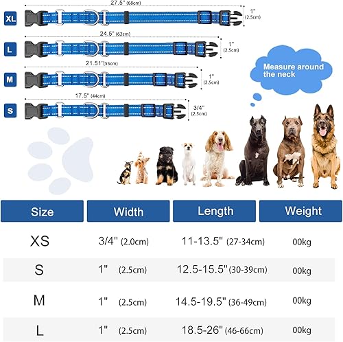 Miniatura 7 de Collares de perro Martingala reflectantes. Collar de perro con hebilla de liberación rápida. Collar ajustable de nailon transpirable acolchado suave