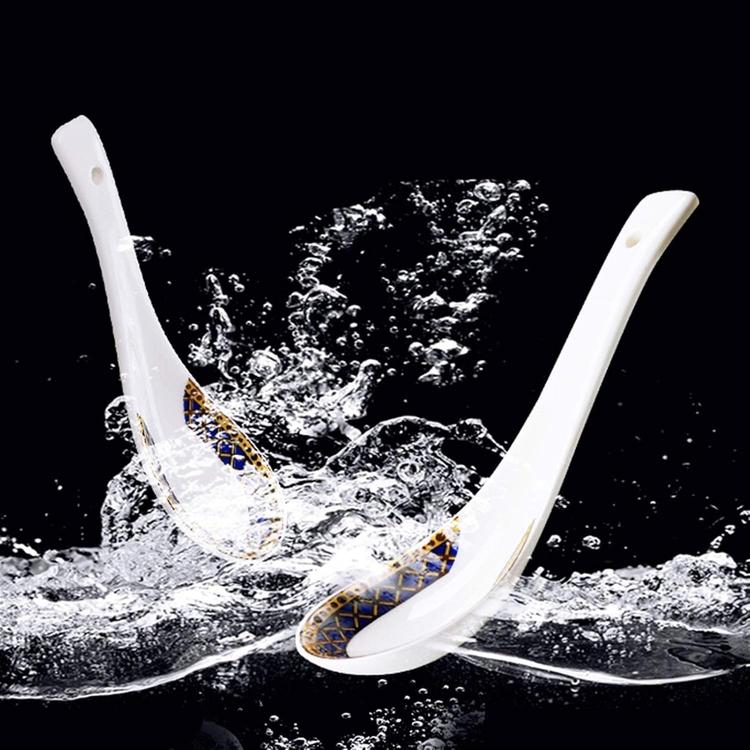 Scoop Spoon Set Household Bone China Small Spoon 10 Asian European Style Porcelain Spoons (5.31 inches Long) Soup Spoon