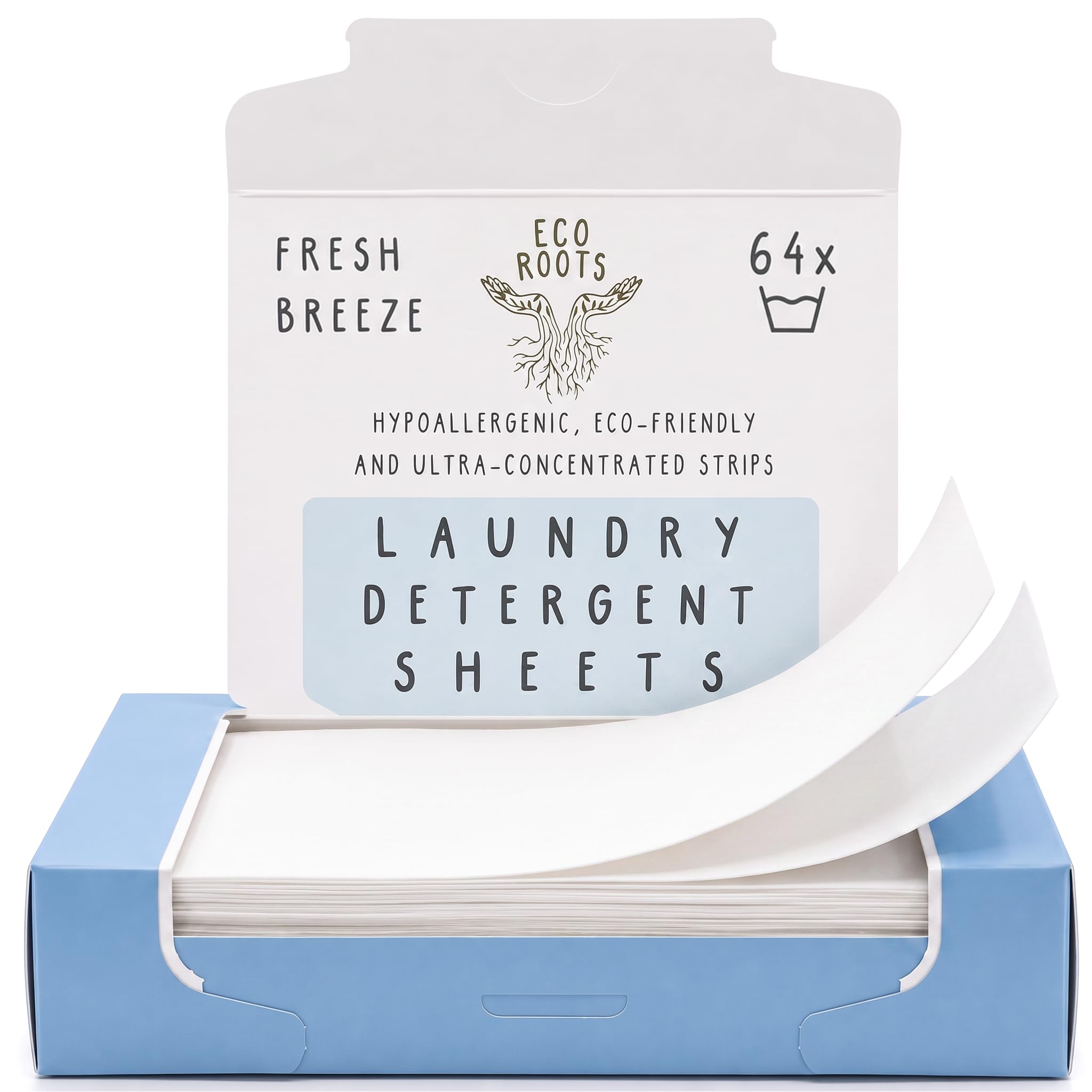 Eco Roots Laundry Detergent Sheets – 64 Loads Eco-Friendly Fresh Breeze
