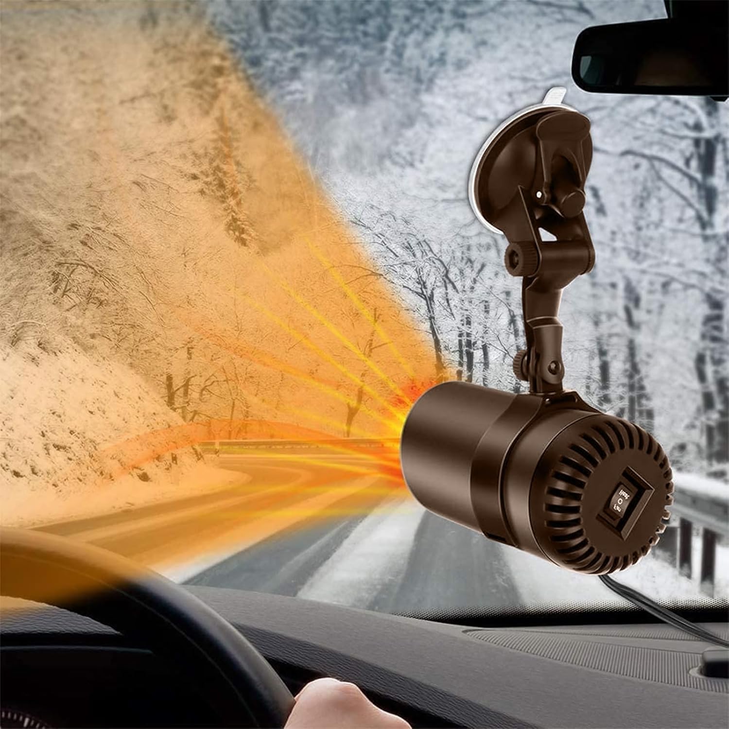 Auto Heizung, 12V Tragbare Heizung, Zigarettenanzünder Plug-In Defroster, 2-in-1 Heizung & Kühlung Schnelles Auftauen Defogger mit Saugnapfhalter