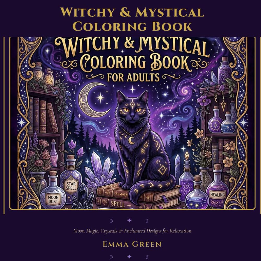 Witchy & Mystical Coloring Book for Adults: 30 Enchanting Designs with Moon Magic, Crystals, Potions & Gothic Witch Scenes for Relaxation and Stress Relief