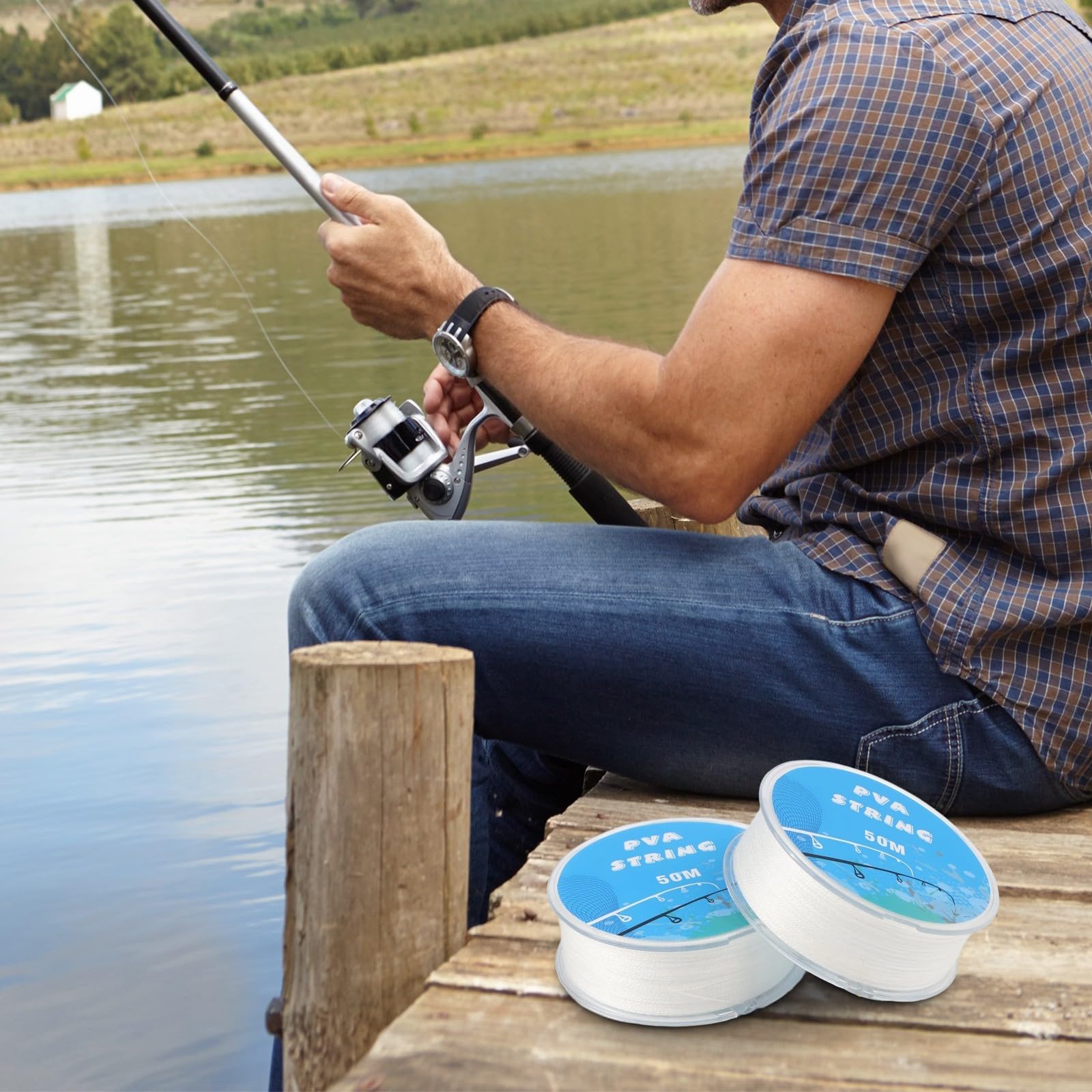 Ligne de pêche PVA soluble dans l'eau pour appâts tressés, dissolution rapide et sans danger pour l'eau, parfait pour attacher des appâts 50 m