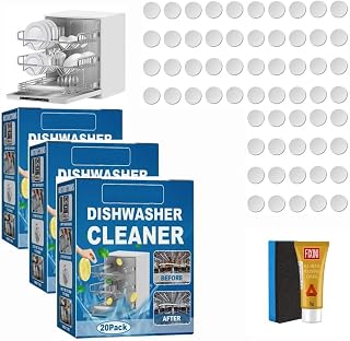 20/60/100PCS Fuugu Dishwasher Tablets,Cleaner and Deodorizer Kitchen Tableware,For to Clean Inside All Machine (60 PCS)