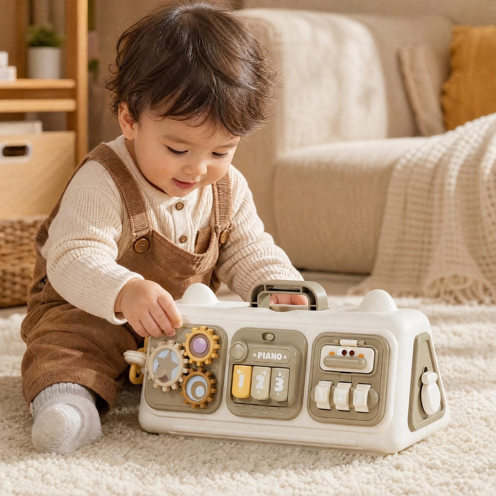 Tavoletta Occupata per Bambini con Dieci attività Interattive Pannello Giochi Manuali con E Inserti Animali Giocattolo Sviluppo con Manico