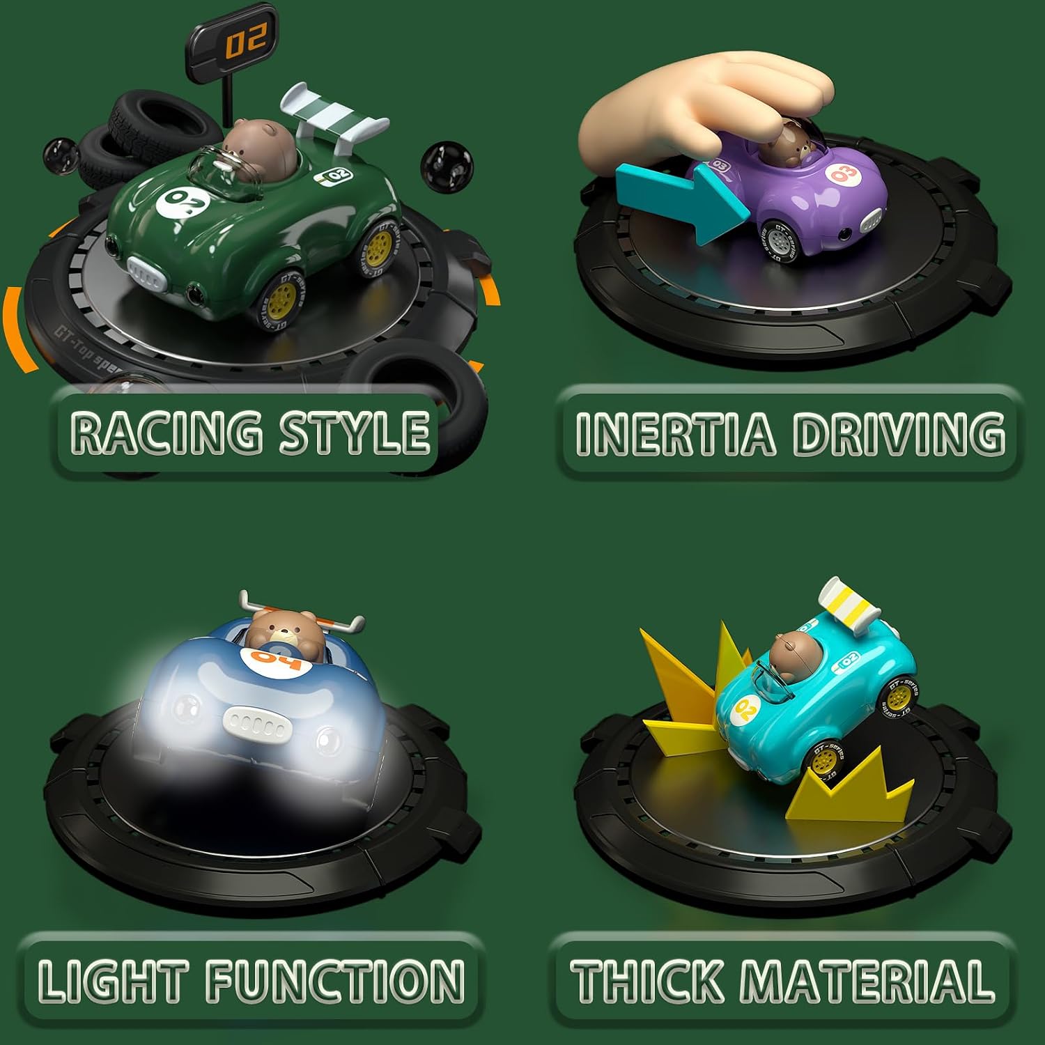 CDDZSW 1 Year Old Toddler Boy Toys Birthday Gift,Friction Power Car Toys 1-3,Pull Back Car 3 4 5 6 7 Year Old Kids Toys for Boys and Girls Easter Xmas Party (Green)