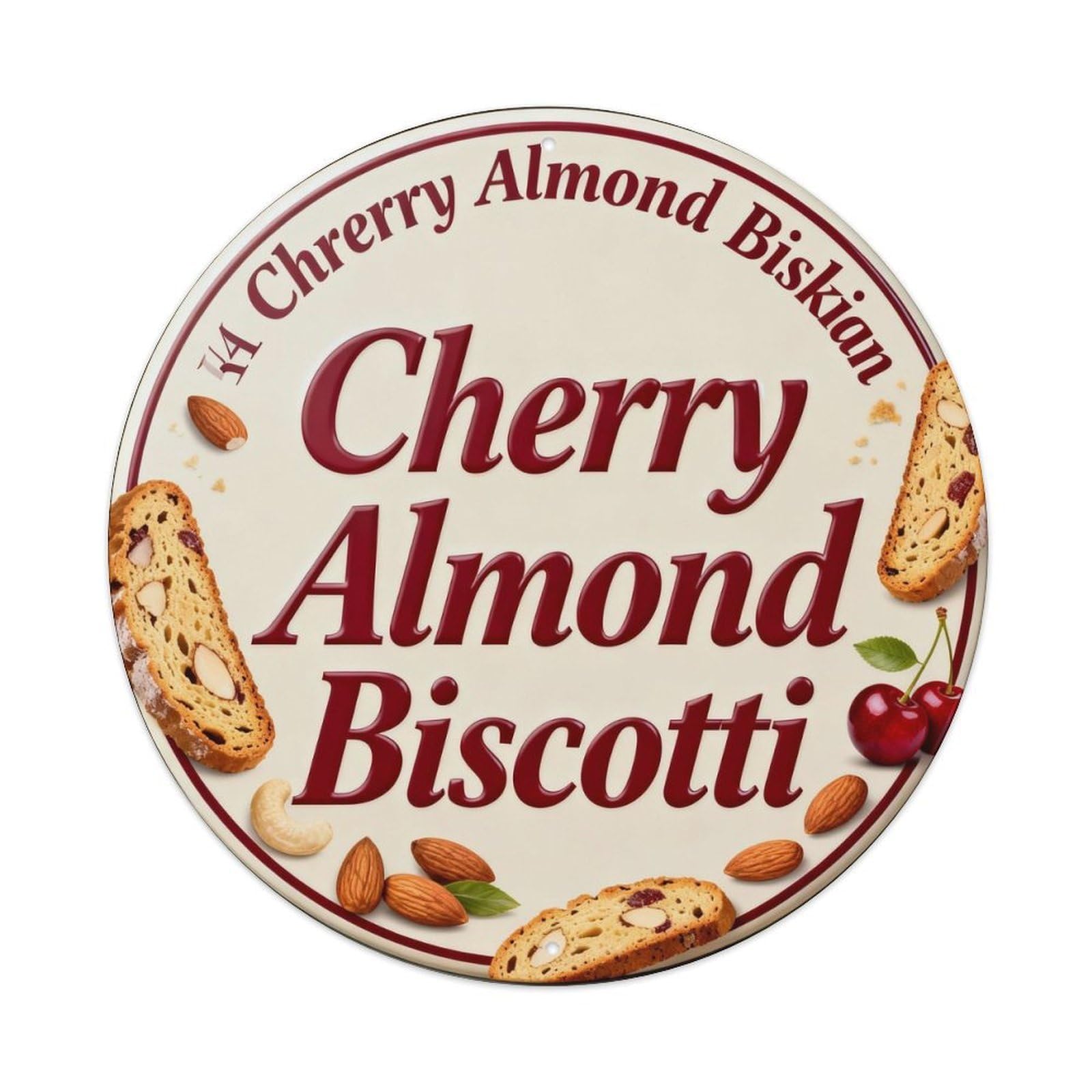 Cherry Almond Biscotti Metal Tin Sign Plaque
