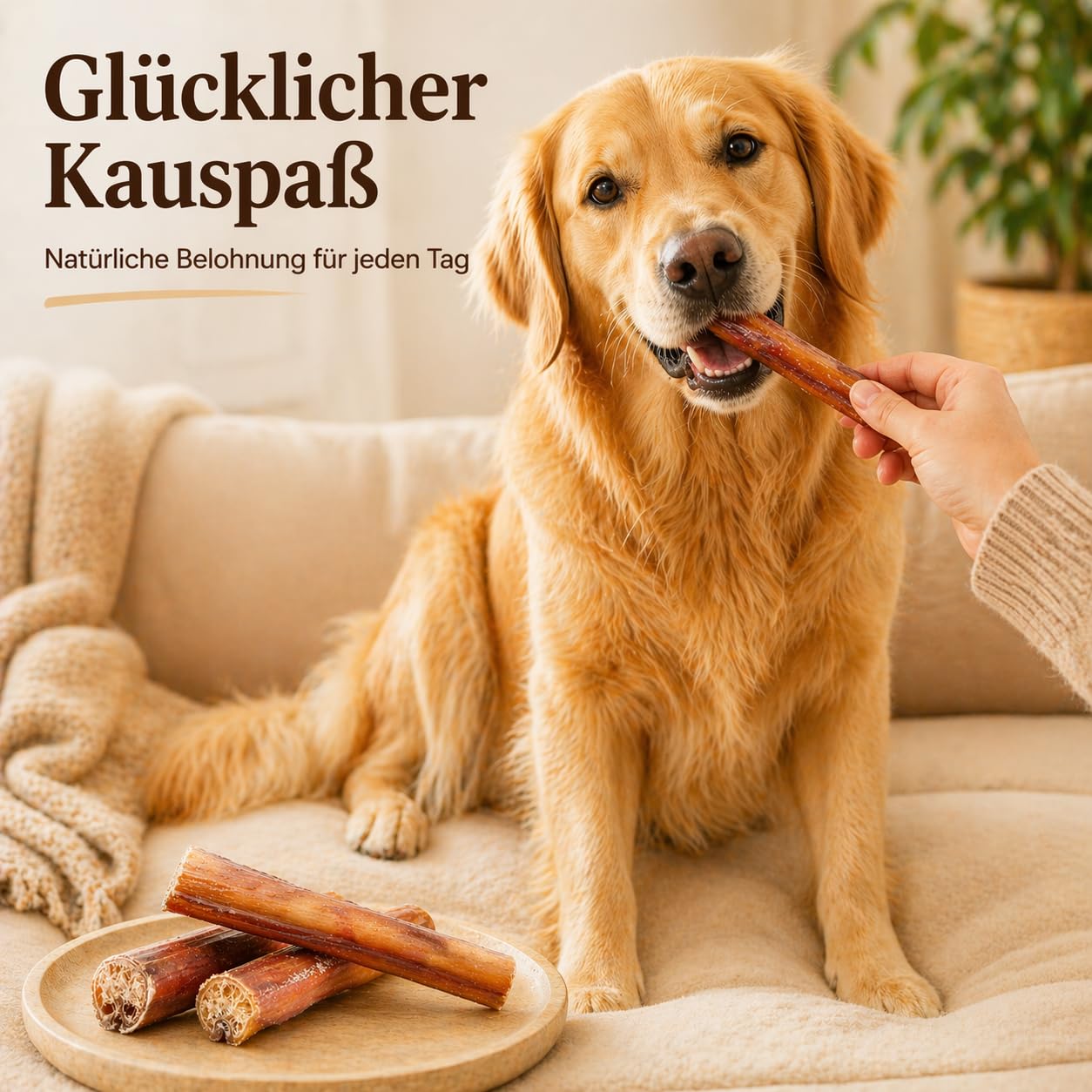 Ochsenziemer 12 cm – 500 g ca. 18 STK. – Natürlicher Kausnack für Hunde – 100 % Rind – Zahnpflege & Beschäftigung – Getrocknetes Kauprodukt – Ohne Zusatzstoffe
