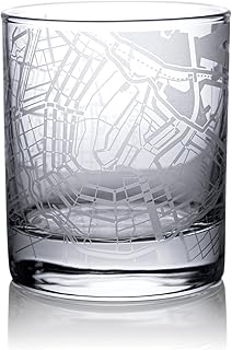 Amsterdam City Map Whiskey Glass, Unique Gift, 10.5 oz