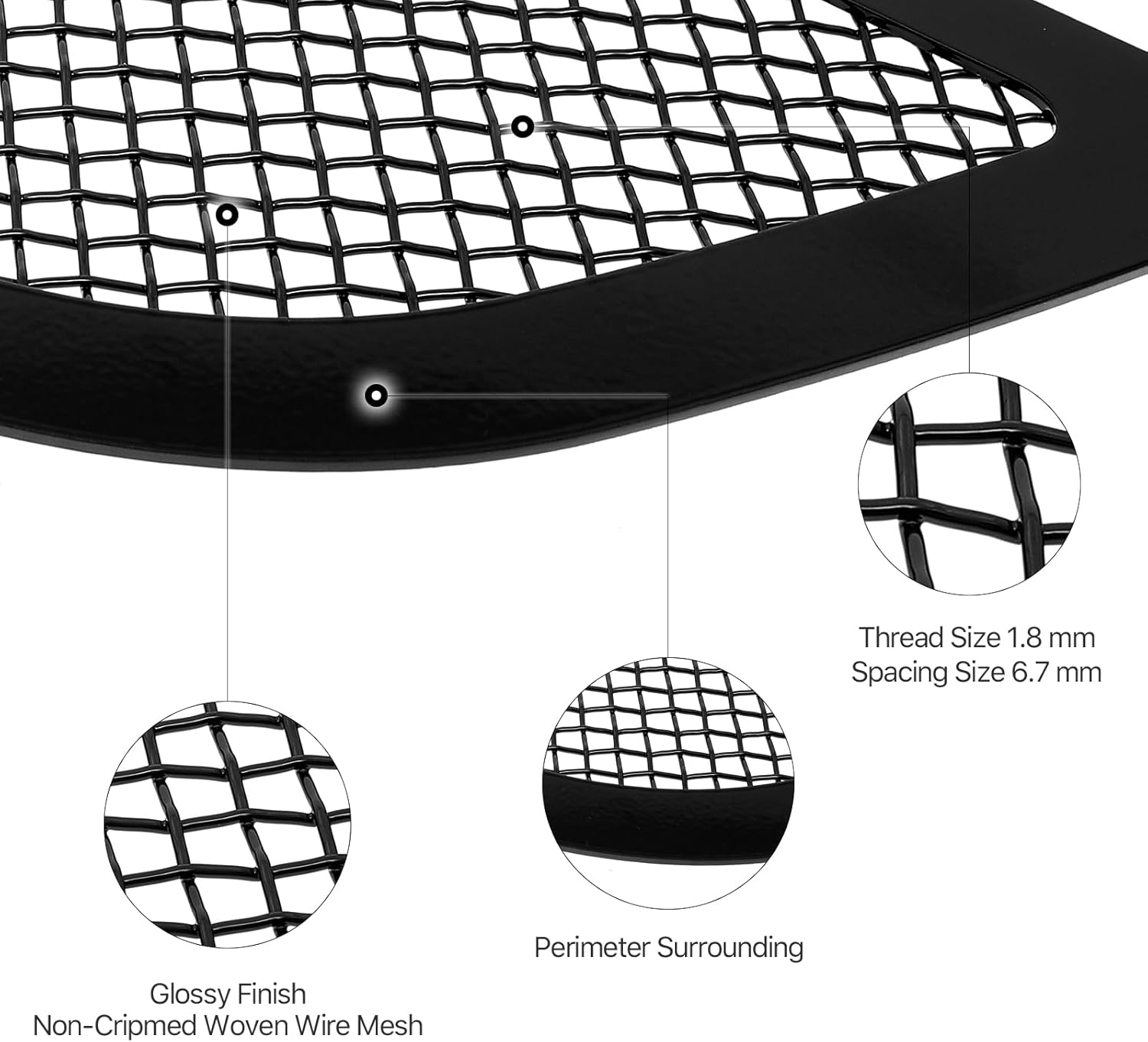 HD Ridez Premium Stainless Steel Black Mesh Front Grille Grill Insert Compatible with Chrysler Crossfire 2004-2008 Main Upper HDR-GRRB3474H