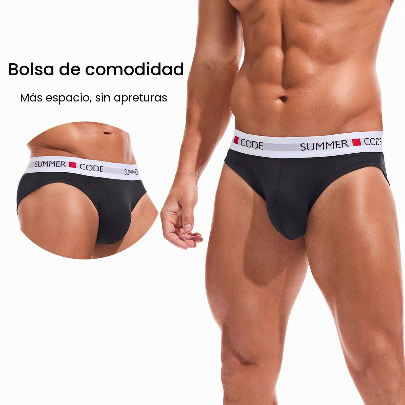 Summer Code Slip Calzoncillos Hombre Algodón Talle Bajo Cómodo Transpirable | Slip Ropa Interior Diseño ergonómico, Confort durante todo el día, para viaje y estilo informal oficina