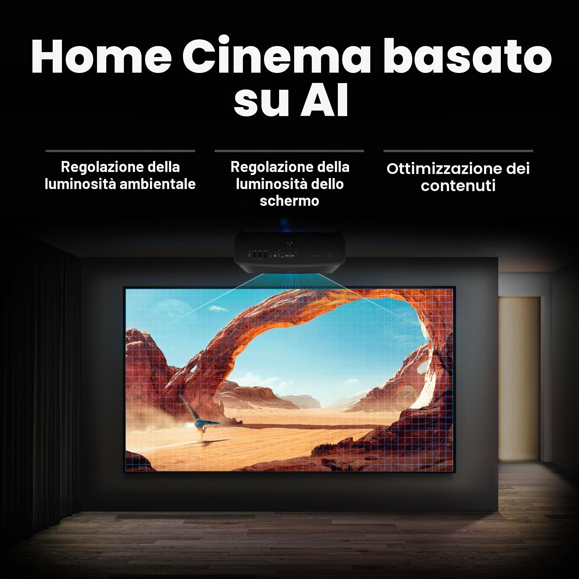 BenQ W2720i 4K UHD Smart Home Theater Proiettore 95% DCI-P3 Cinematic Color, HDR10/HLG, 2500 Lumen, Android TV Streaming con Modalità Cinema AI, Altoparlante Dolby Atmos 10W integrato