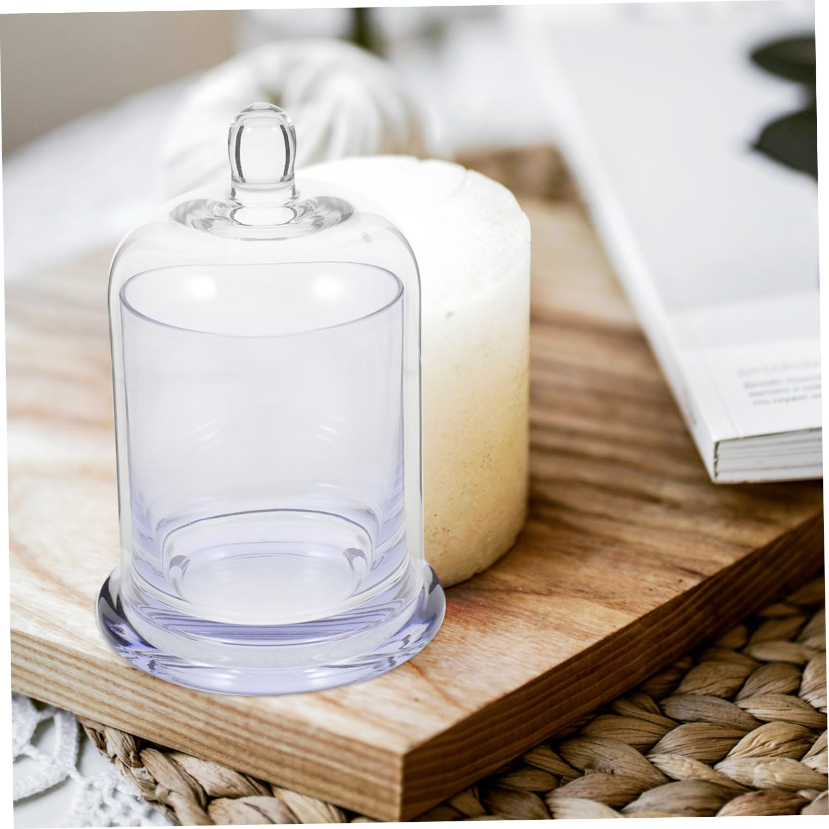 FUNOMOCYA Transparente Glaskuppel aus Glas mit Deckel Dekorativer Kerzenhalter für 4 Kerzenhalter Tischkerzenabdeckung für Büro und
