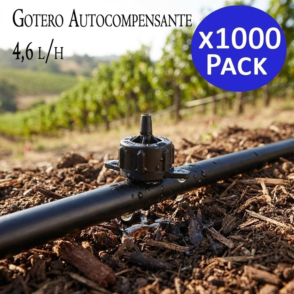 Suinga Set di 1000 Gocciolatori Autocompensanti 4,6 L/Ora | Labirinto Ampio, Autopulente e Smontabile per Irrigazione