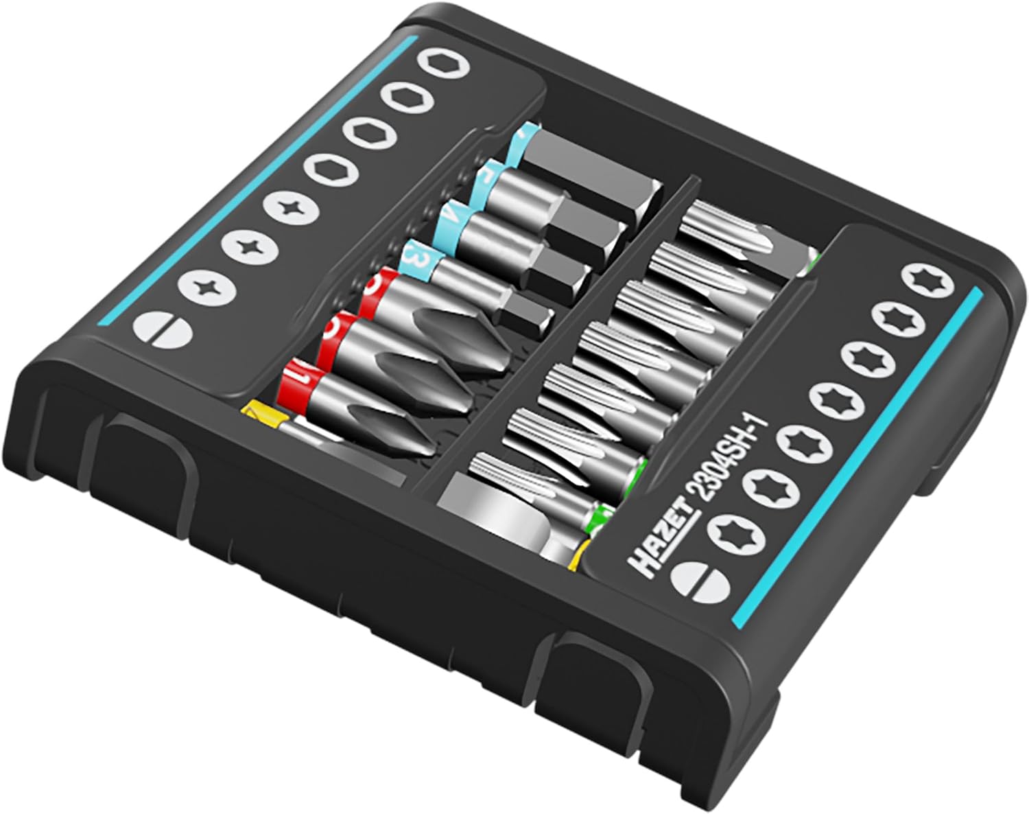 HAZET Smart Holder 2304SH-1| Pratico portautensili da 16 pezzi, Azionamento: 6,3 (1/4 di pollice) Azionamento: profilo a fessura, profilo Phillips PH, profilo esagonale interno, profilo TORX interno
