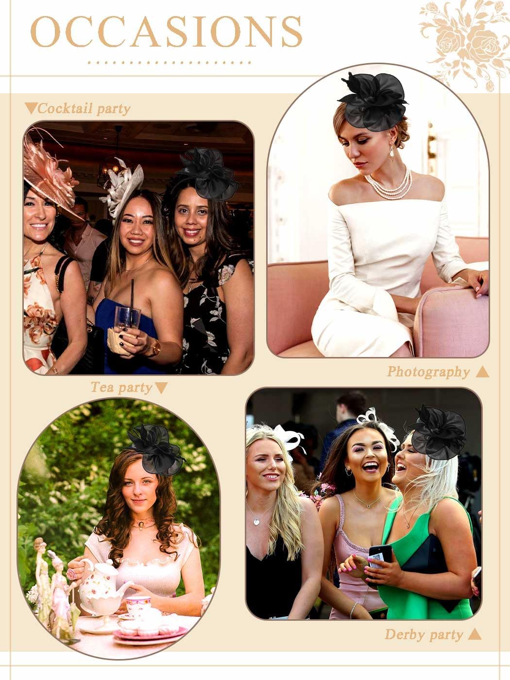 Yokawe Fascinators Hat Feathers Cocktail Headband Tea Party Headpiece for Women - Image 7