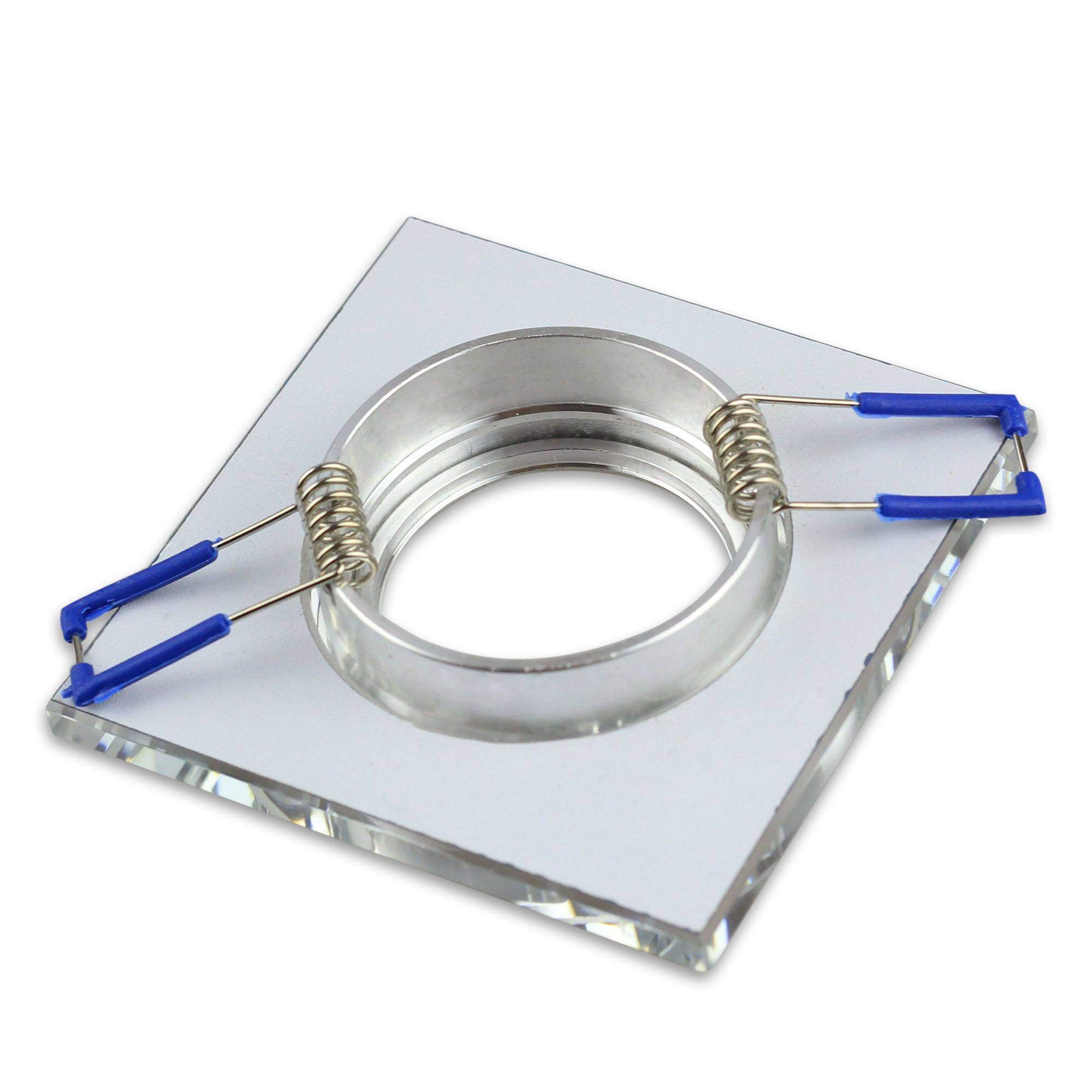 6x Einbaustrahler Rahmen Set klar - eckig aus Glas - Einbaurahmen für GU10 MR16 Leuchtmittel - Ø75mm Bohrloch Einbau-Spot Strahler Einbauleuchte