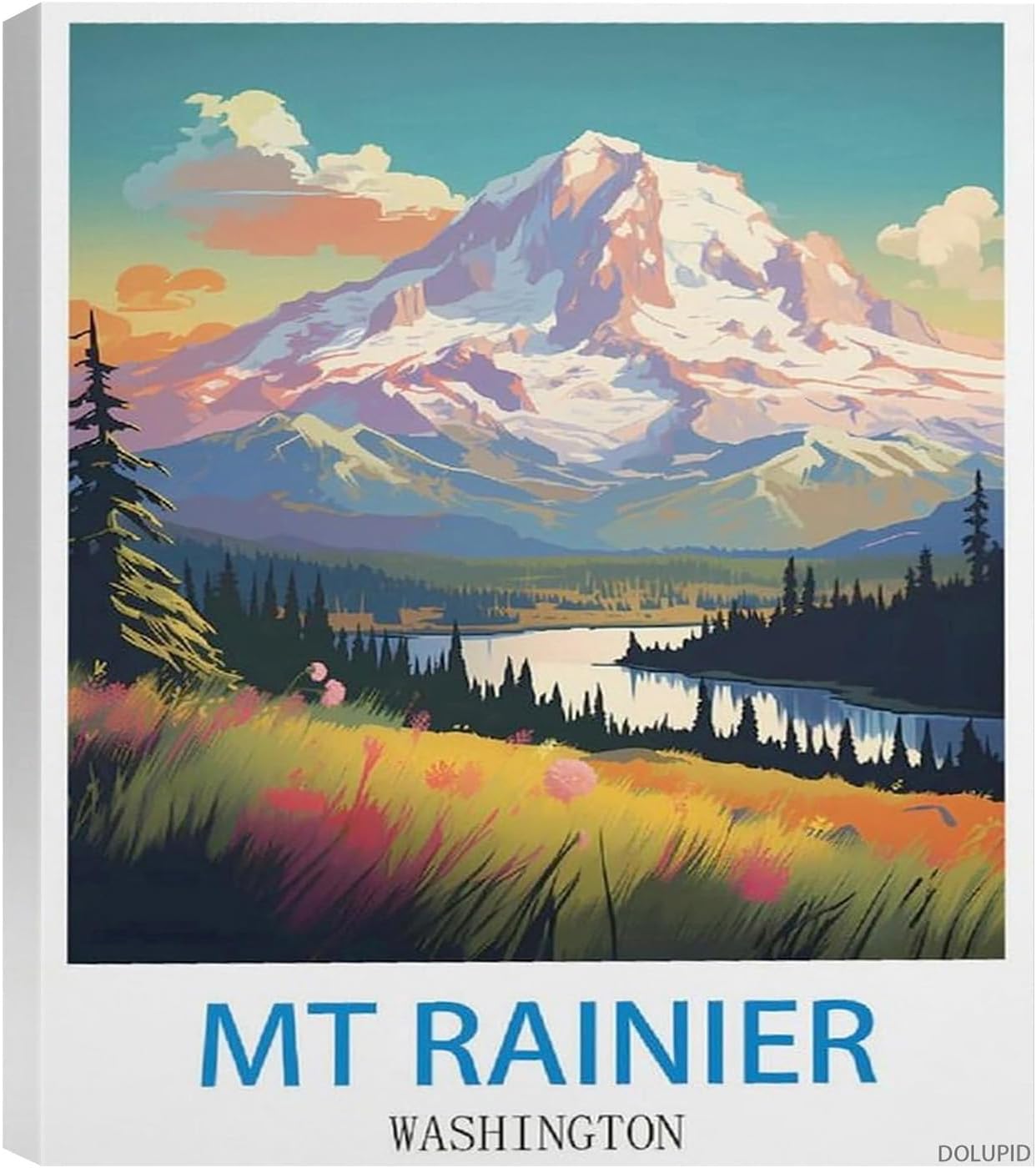 DOLUPID Mt Rainier Washington Travel Poster Decorative Wall Art Living Room Poster Bedroom 8x10inch 20x25cm